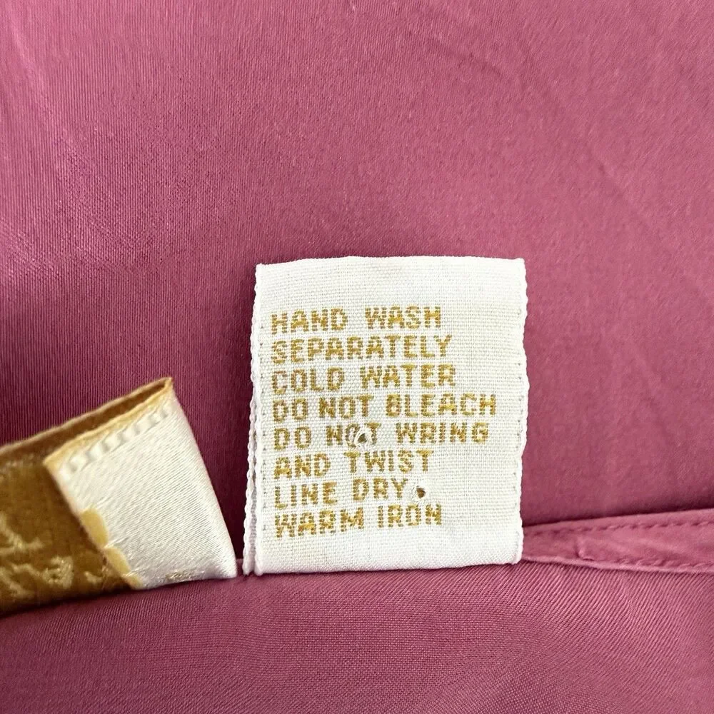 Vintage 90s Victorias Secret Gold Label 100% Silk Mauve Sleep Shirt Size Large - Picture 10 of 10